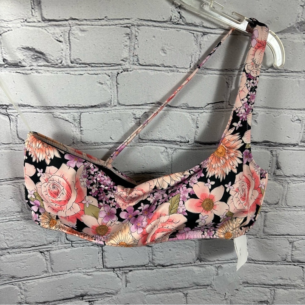 Sanctuary Swim Petal Pusher One Shoulder Bikini Top Asymmetrical Floral L NWT - Picture 2 of 7